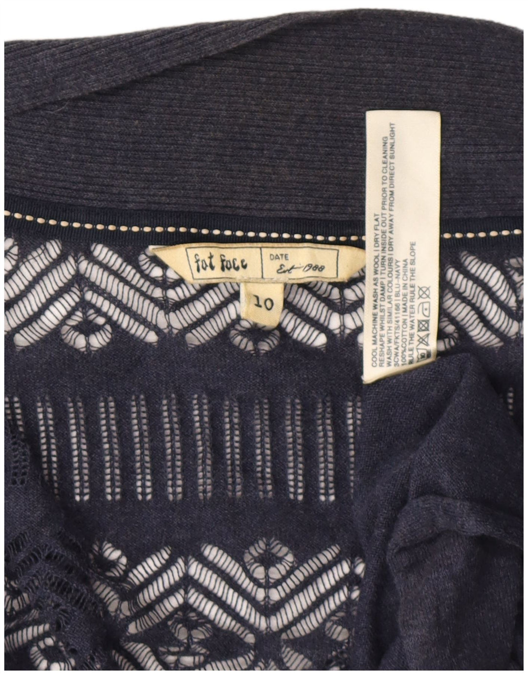 Asymetryczny sweter damski Fat Face UK 10, mały, granatowy, bawełniany