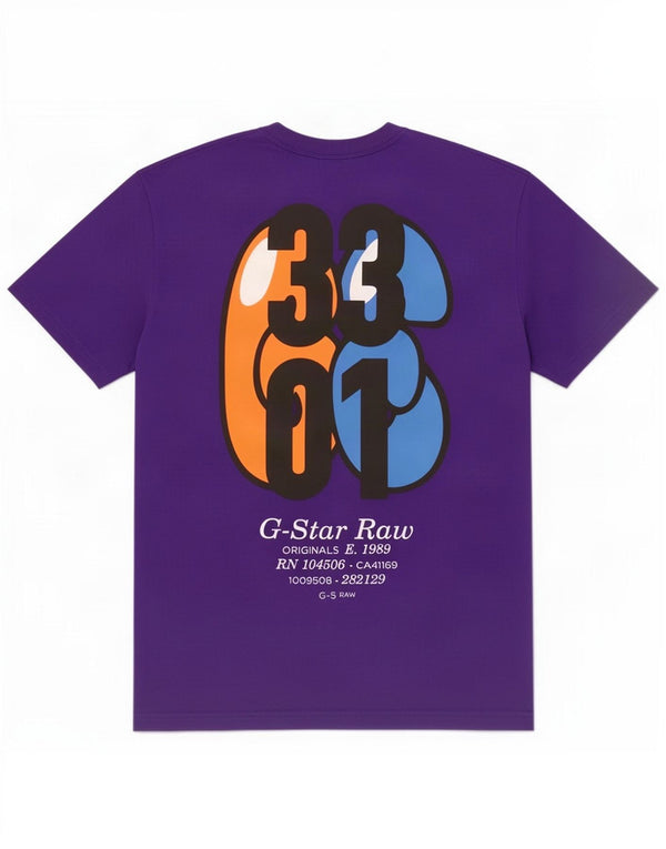Męska koszulka z grafiką G-Star, top XL, fioletowa bawełna