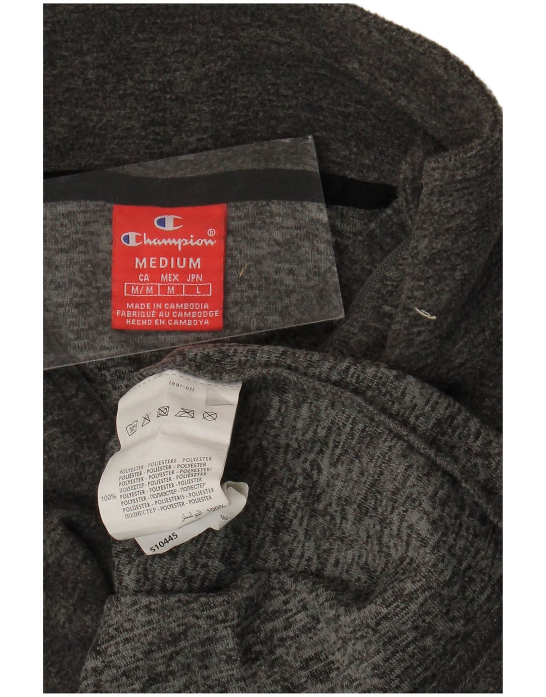 Męski sweter polarowy CHAMPION z zamkiem błyskawicznym, średnioszary, nakrapiany poliester