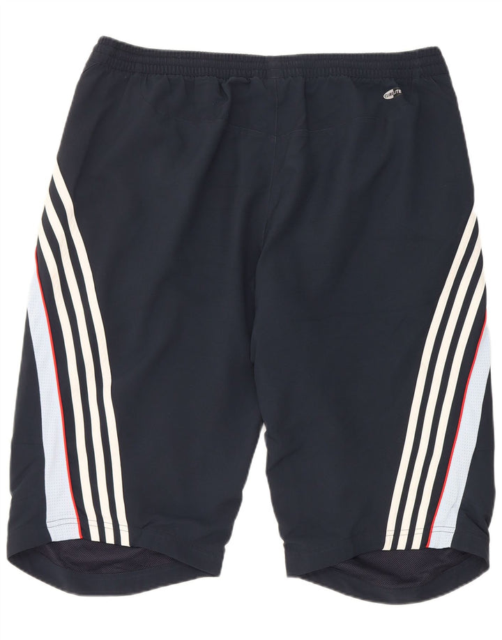 Męskie spodenki sportowe Adidas Climalite, duże, granatowe, z blokami kolorów, poliestrowe