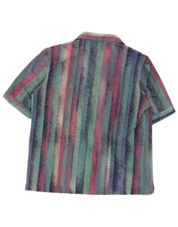 Koszula damska z krótkim rękawem w stylu vintage UK 12, średnie, wielokolorowe paski, retro