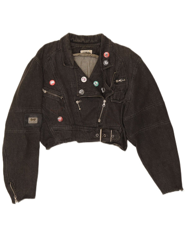 Damska kurtka motocyklowa typu oversize w stylu vintage, oversize UK 14, średnia czarna bawełna