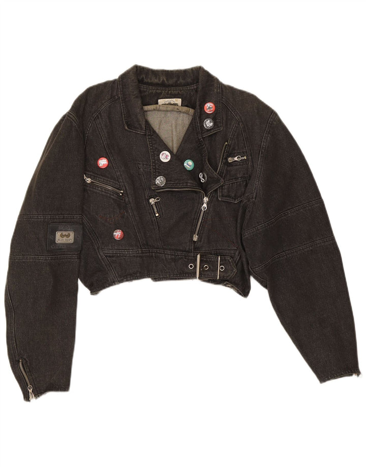 Damska kurtka motocyklowa typu oversize w stylu vintage, oversize UK 14, średnia czarna bawełna
