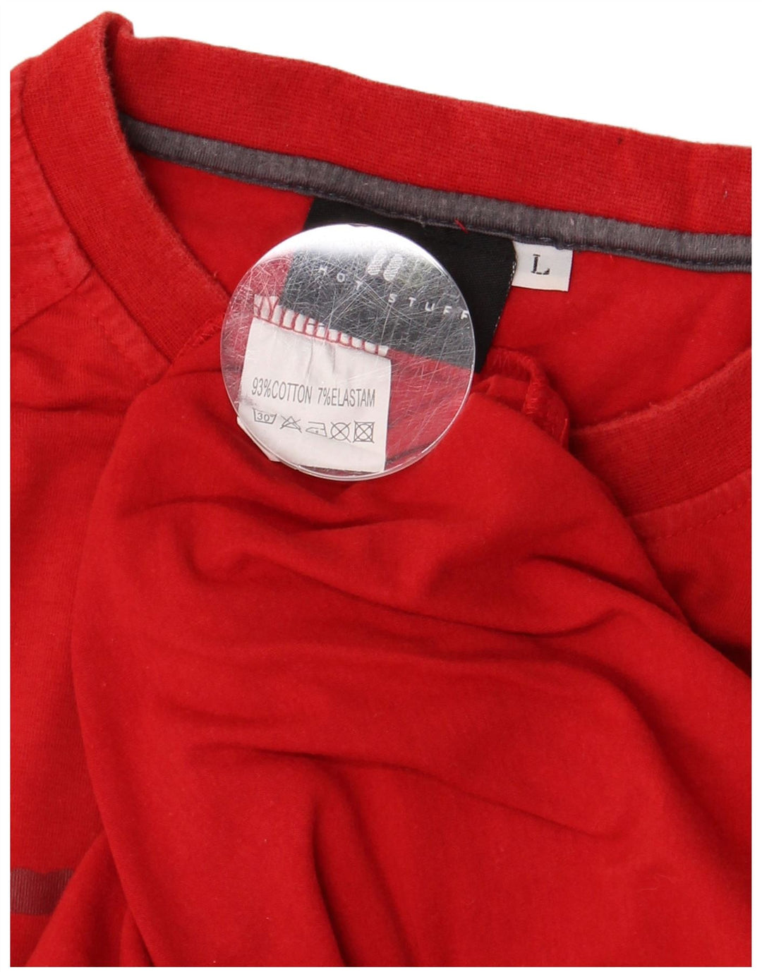 Męski T-shirt z grafiką HOT STUFF, duży, czerwony, bawełniany