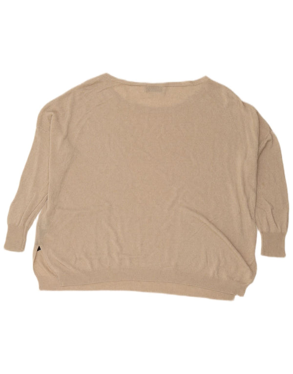 Damski sweter oversize z dekoltem w łódkę Zara UK 16 Large Beżowa wiskoza
