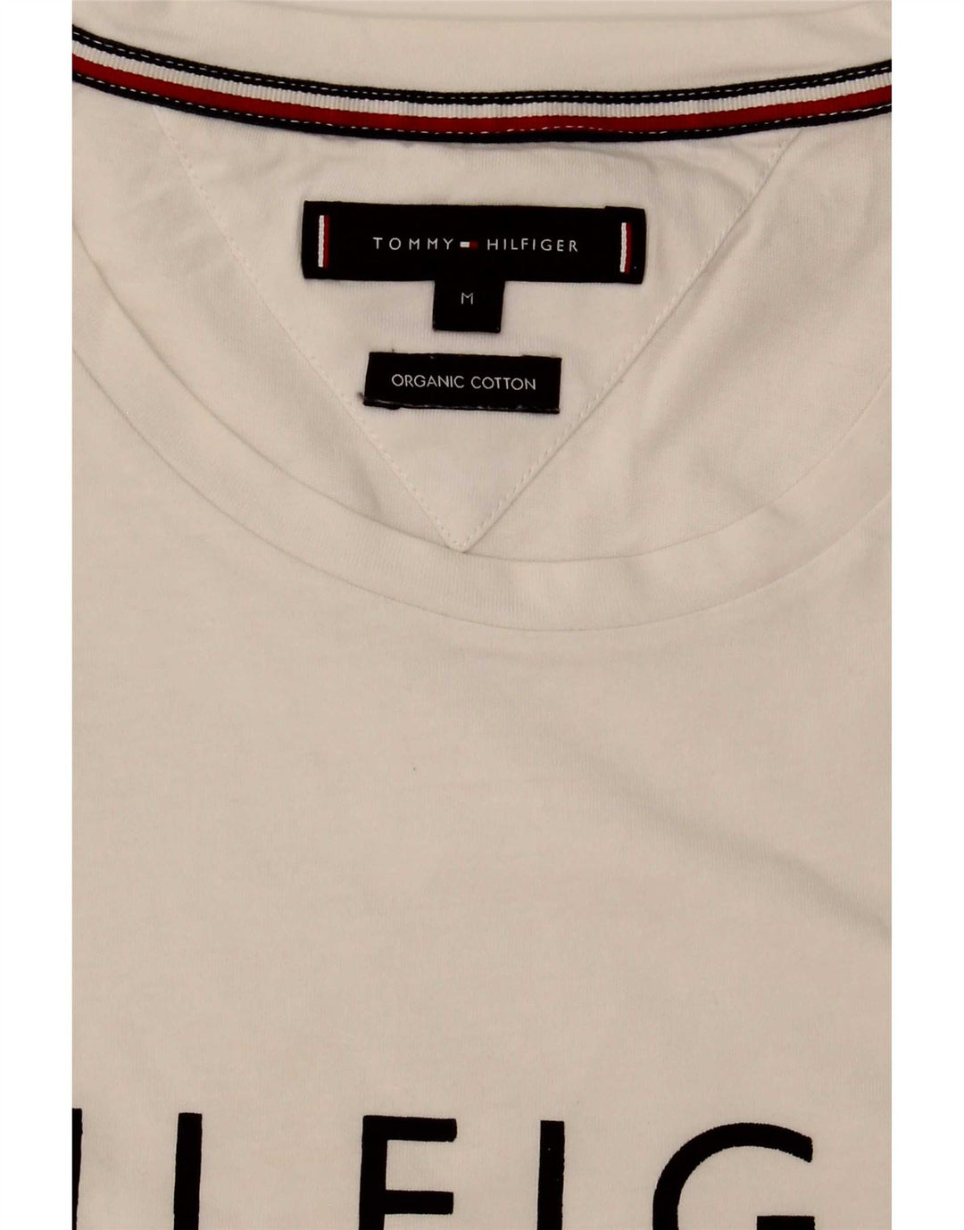 Męska koszulka z grafiką Tommy Hilfiger, średnia, biała bawełna