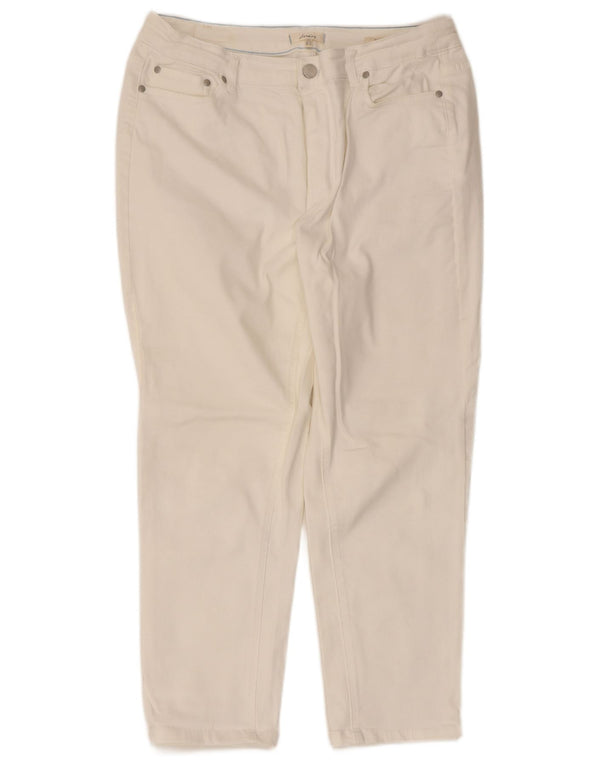 Proste spodnie damskie Joules UK 16 Large W34 L25 Biała bawełna