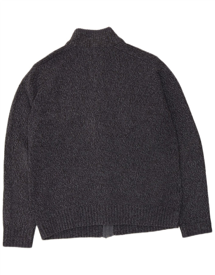 MARKS & SPENCER Męski sweter rozpinany o regularnym kroju, duży, granatowy, nakrapiany