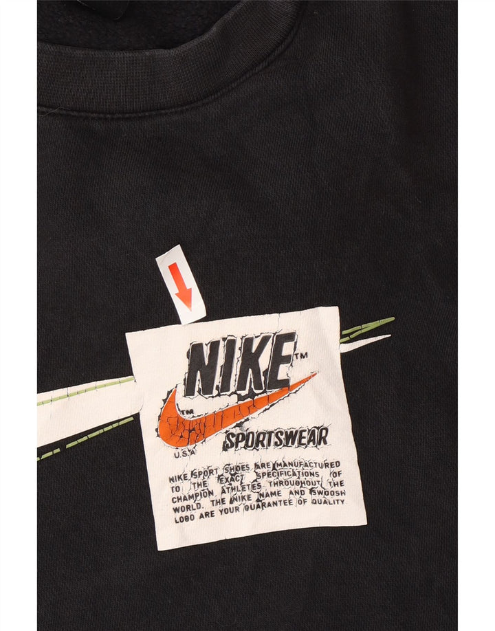 Męski sweter z grafiką Nike, średni czarny, bawełniany