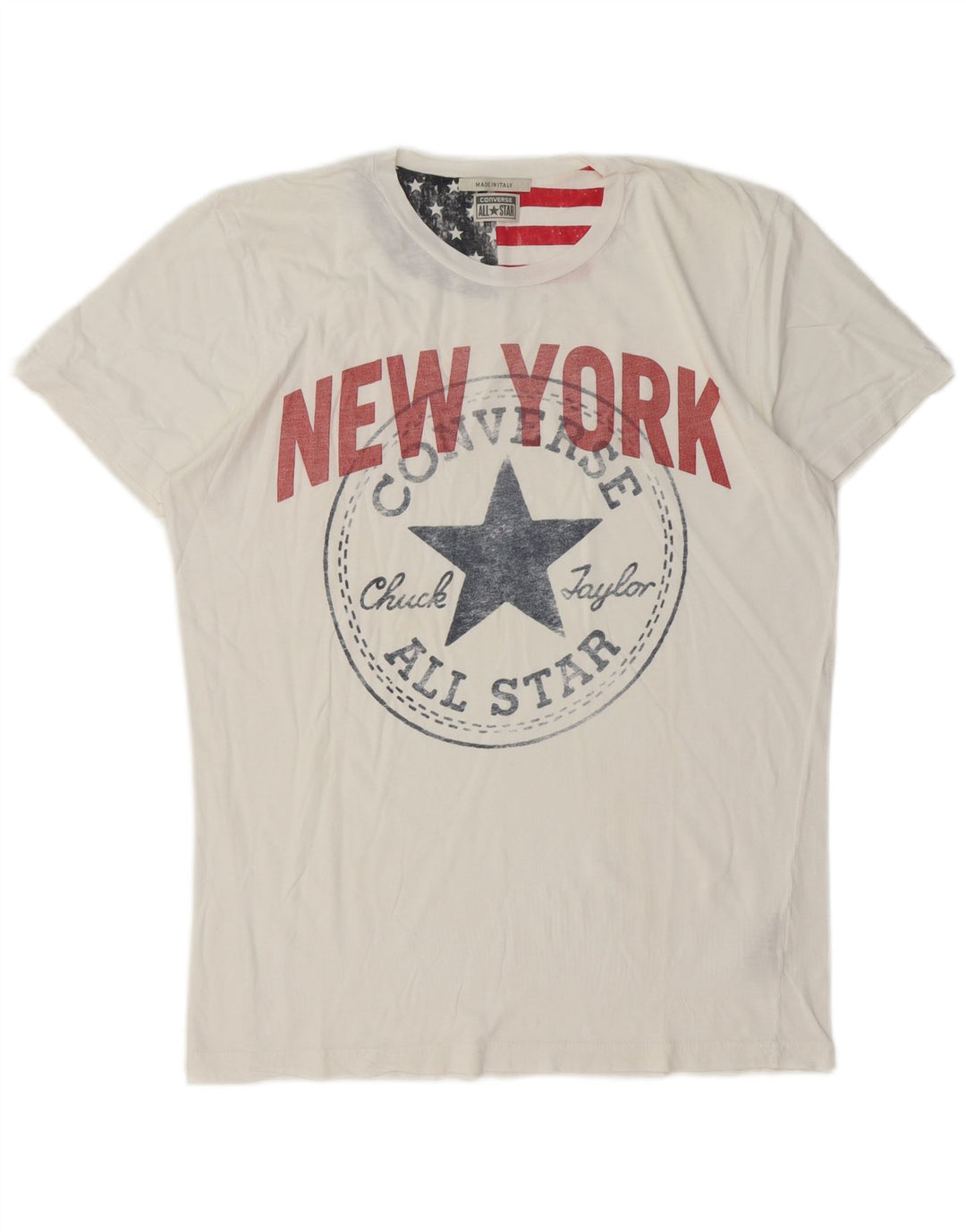 Converse Męski T-shirt z grafiką Chuck Taylor, duży, biały, bawełniany