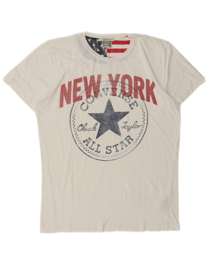 Converse Męski T-shirt z grafiką Chuck Taylor, duży, biały, bawełniany