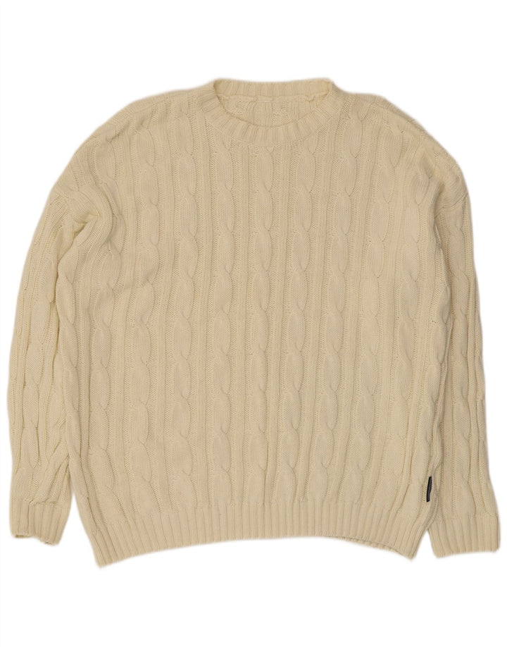 Vintage męski sweter z okrągłym dekoltem 2XL w kolorze beżowym