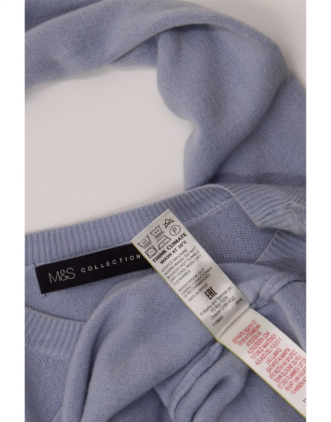 Marks & Spencer Damski sweter z okrągłym dekoltem UK 10, mały, niebieski akryl