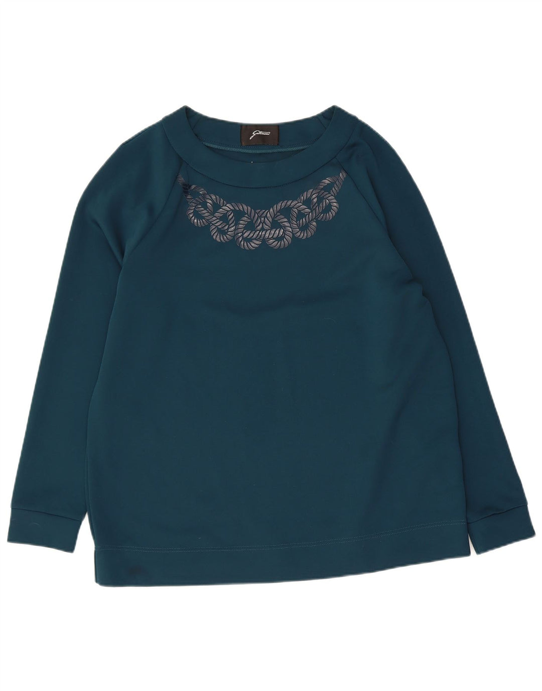 Damski sweter z grafiką GATTINONI UK 14, duży, niebieski poliester