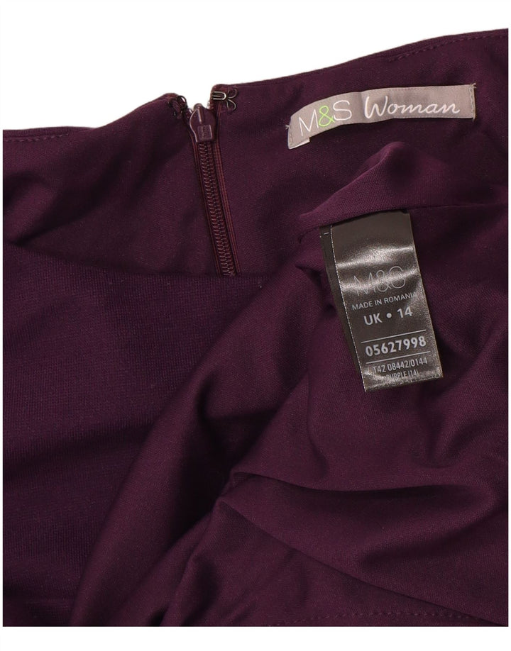 MARKS & SPENCER Damska sukienka peplum UK 14 Średni fioletowy poliester