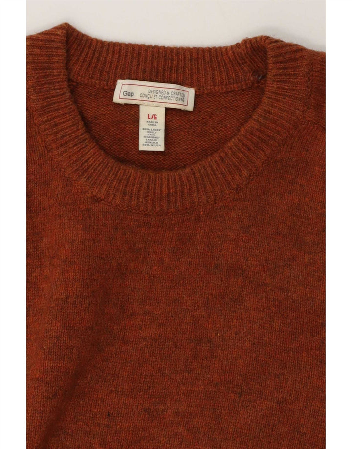 Męski sweter Gap z okrągłym dekoltem, duży, brązowy, z owczej wełny