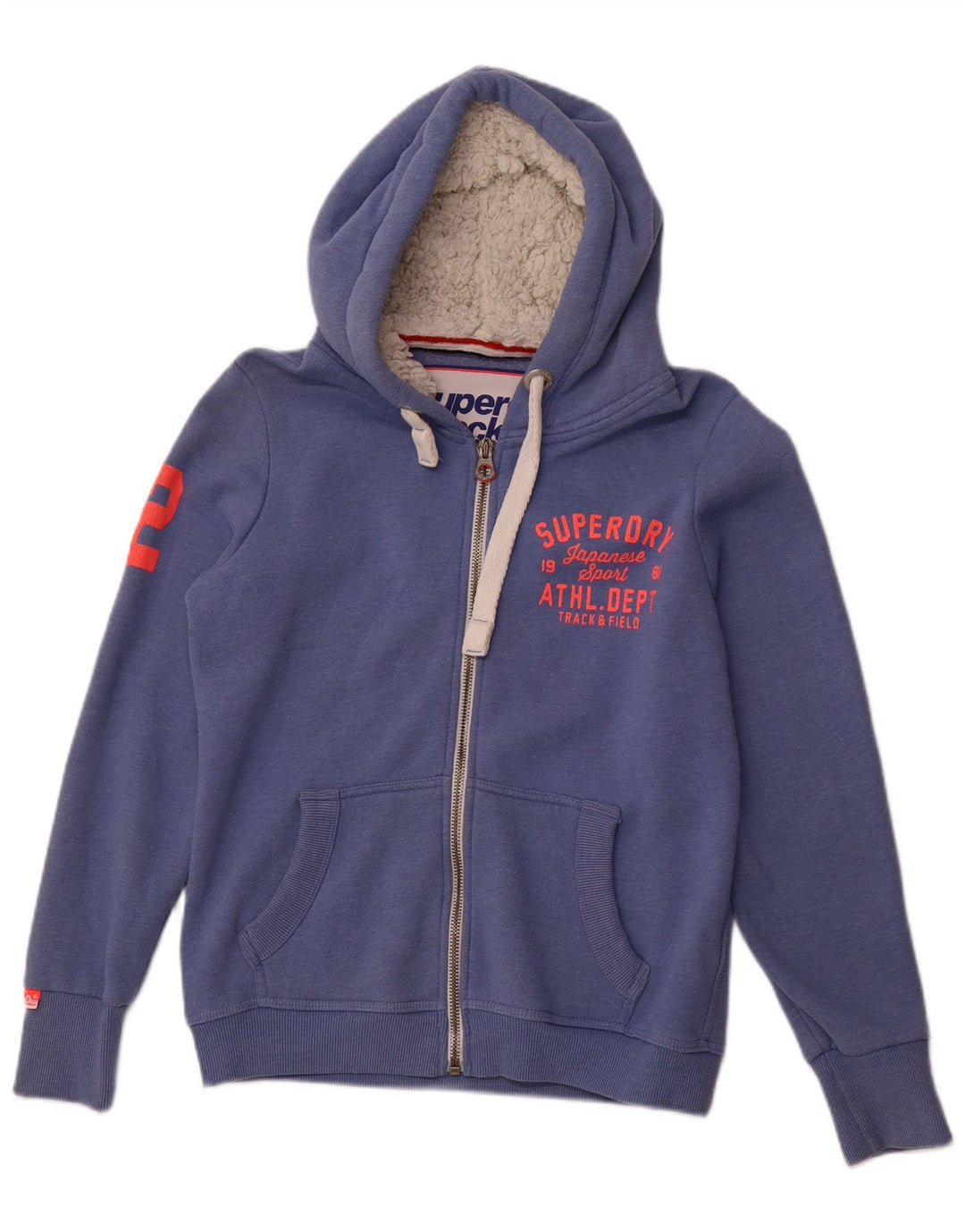 SUPERDRY Damski sweter z kapturem i zamkiem błyskawicznym, UK 18 XL, niebieski, bawełniany