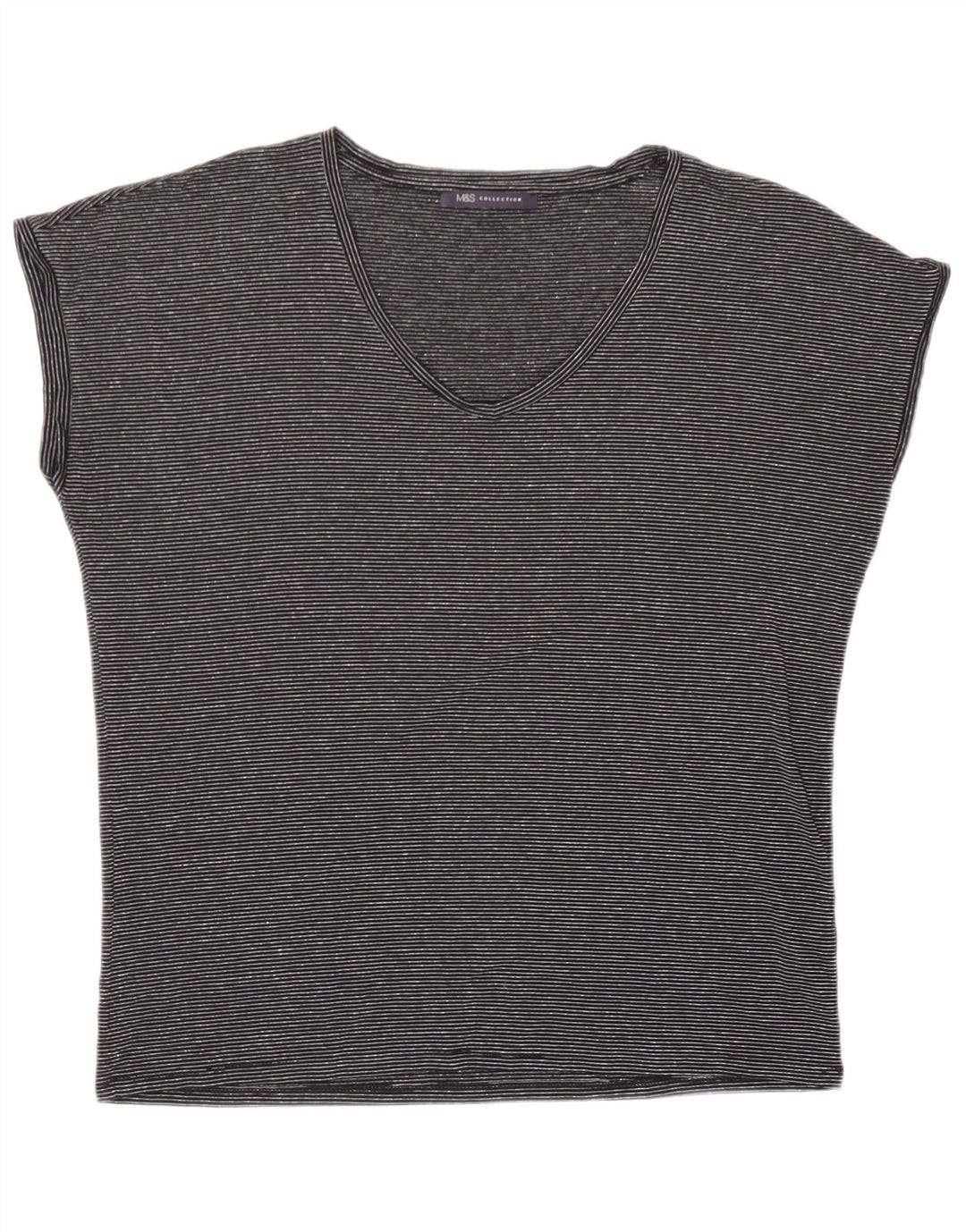 Marks & Spencer Damski T-shirt oversize Top UK 10 w małe czarne paski