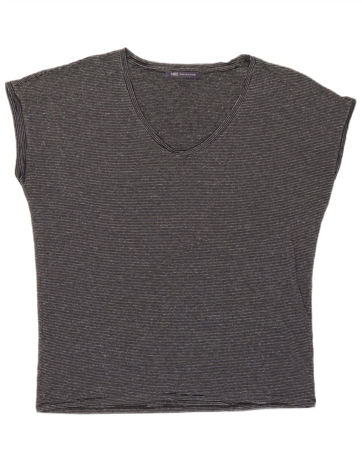 Marks & Spencer Damski T-shirt oversize Top UK 10 w małe czarne paski