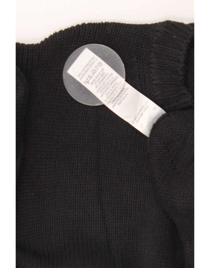 Marks & Spencer Męski sweter z okrągłym dekoltem, duży, czarny, bawełniany