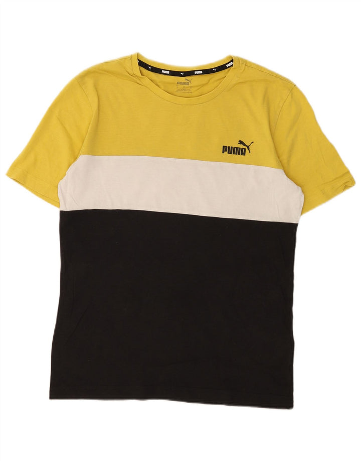 T-shirt męski Puma, mały, wielokolorowy, bawełniany z blokami kolorów