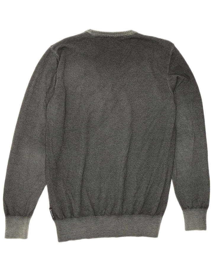 Męski sweter z okrągłym dekoltem Armani, średnio zielony, nowa wełna
