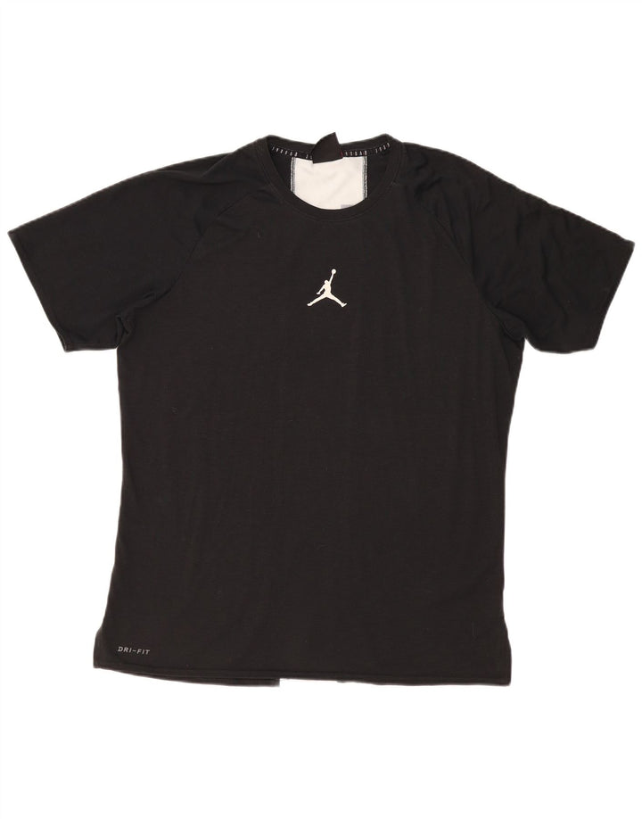 Męski T-shirt Jordan Dri Fit z grafiką, duży, czarny poliester z blokami kolorów