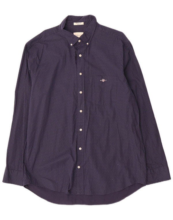 Koszula męska Gant z popeliny o regularnym kroju, rozmiar 45/46, 2XL, granatowa, bawełniana w cętki