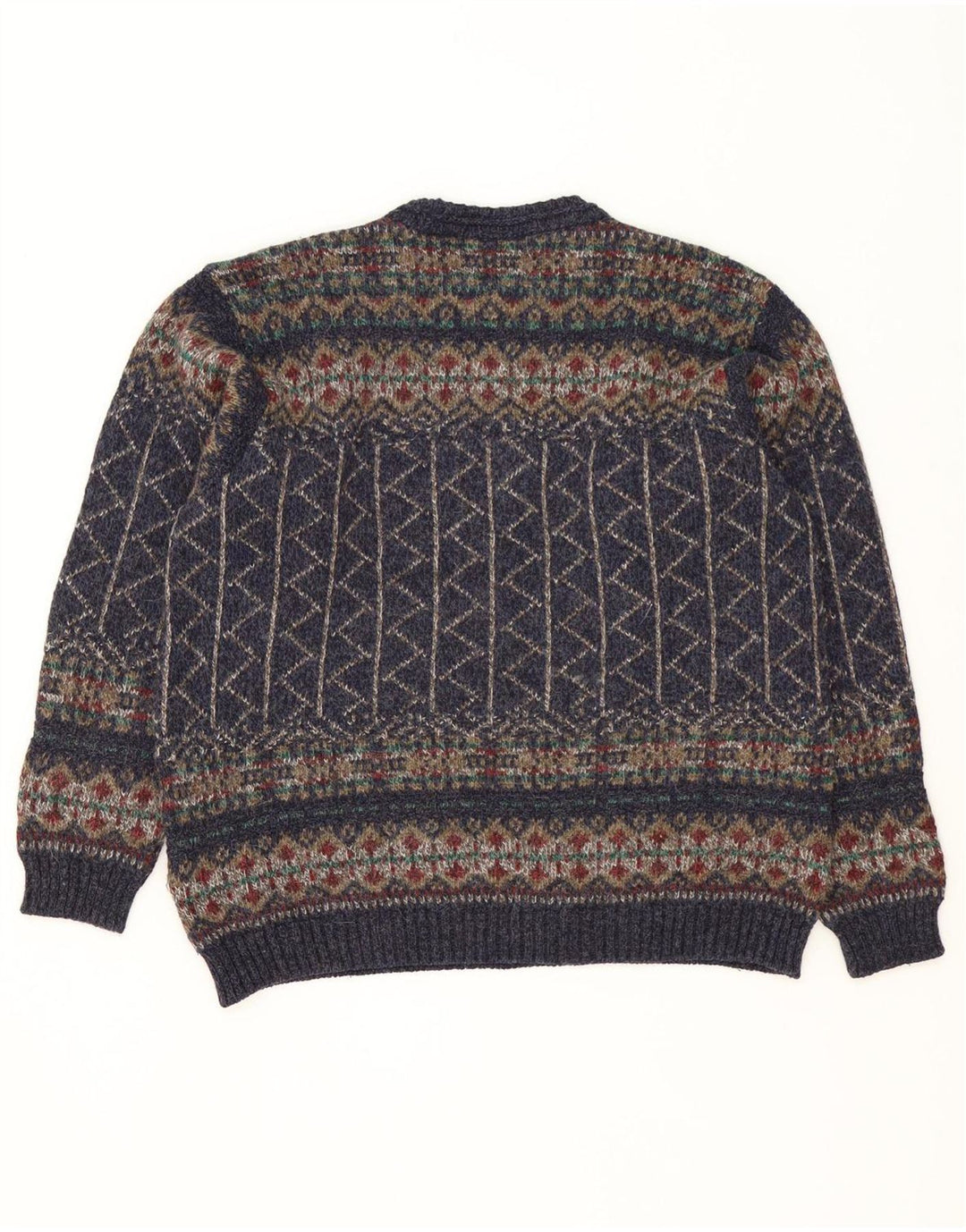 Marks & Spencer Męski sweter z okrągłym dekoltem, średni granatowy Fair Isle
