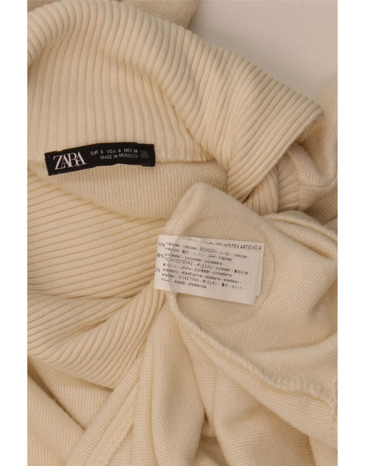 Damski asymetryczny sweter poncho Zara UK 10 Small w kolorze złamanej bieli, wiskoza