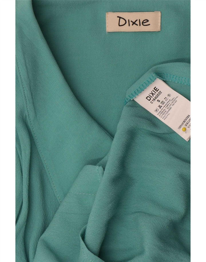 Damska bluzka koszulowa w stylu vintage UK 10 Small Blue Wiskoza