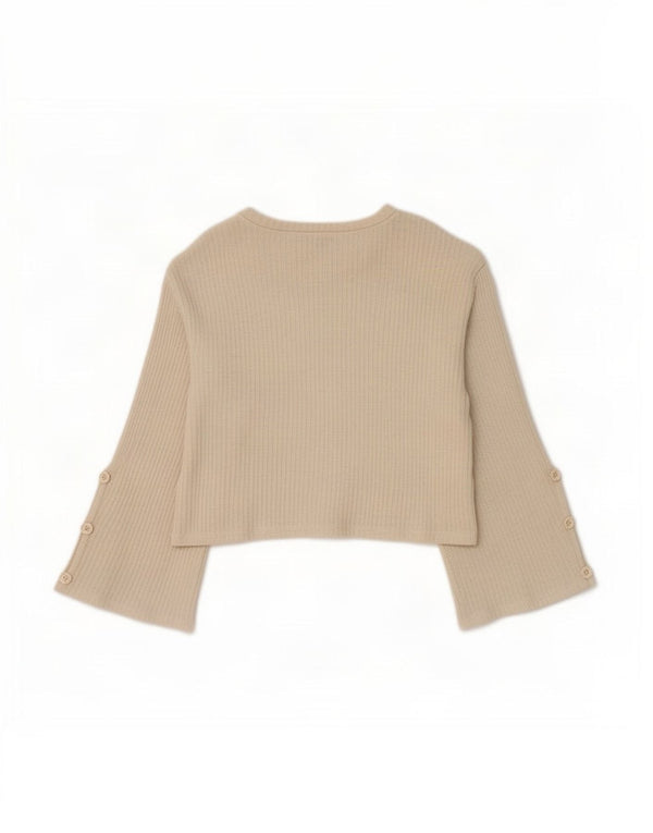 Damski krótki top Zara z rękawem 3/4, UK 14, średni beż, bawełna