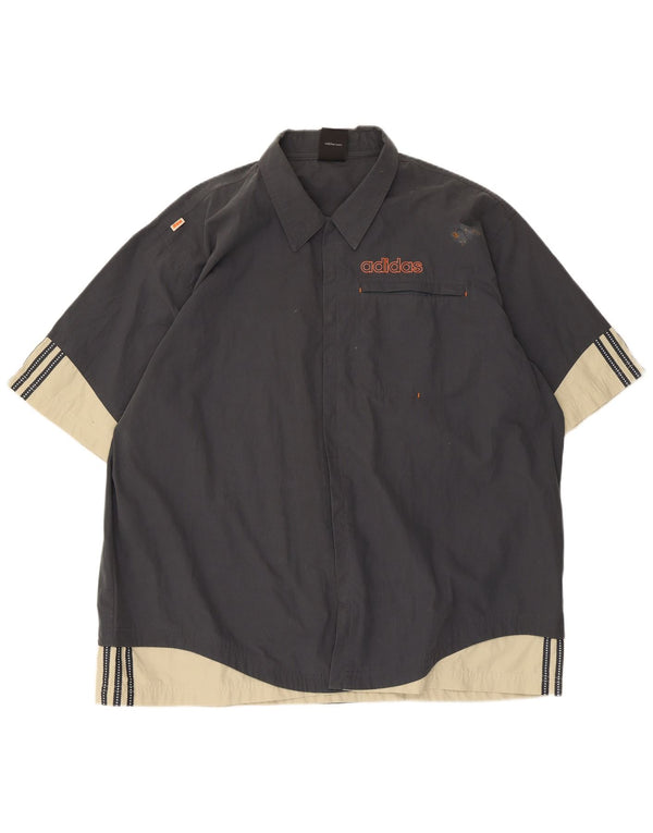 Męska koszulka z krótkim rękawem Adidas 2XL Granatowy poliester z blokami kolorów