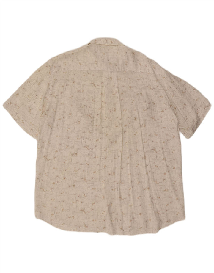 VINTAGE Mens Short Sleeve Shirt XL White Geometric Viscose