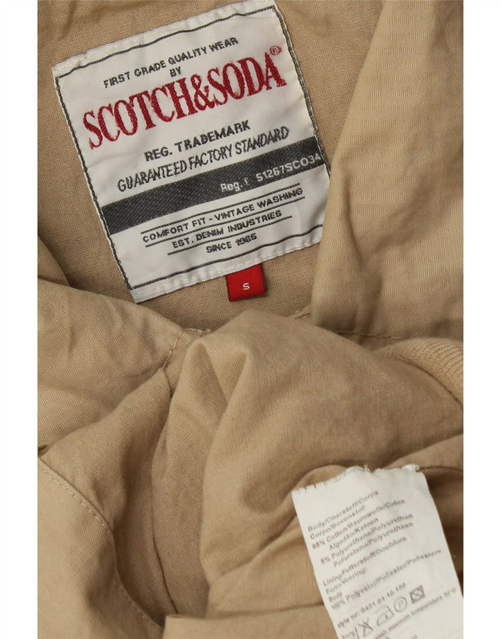 Męska kurtka bomber SCOTCH & SODA z grafiką UK 36, mała, beżowa, bawełniana