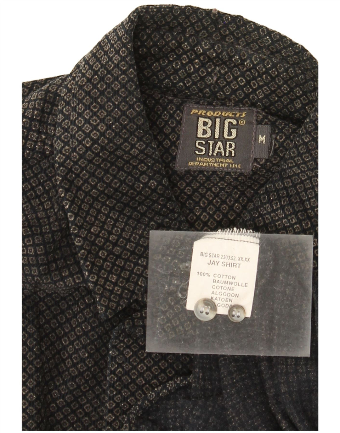 Koszula męska Big Star, średnia czarna, z geometrycznej bawełny