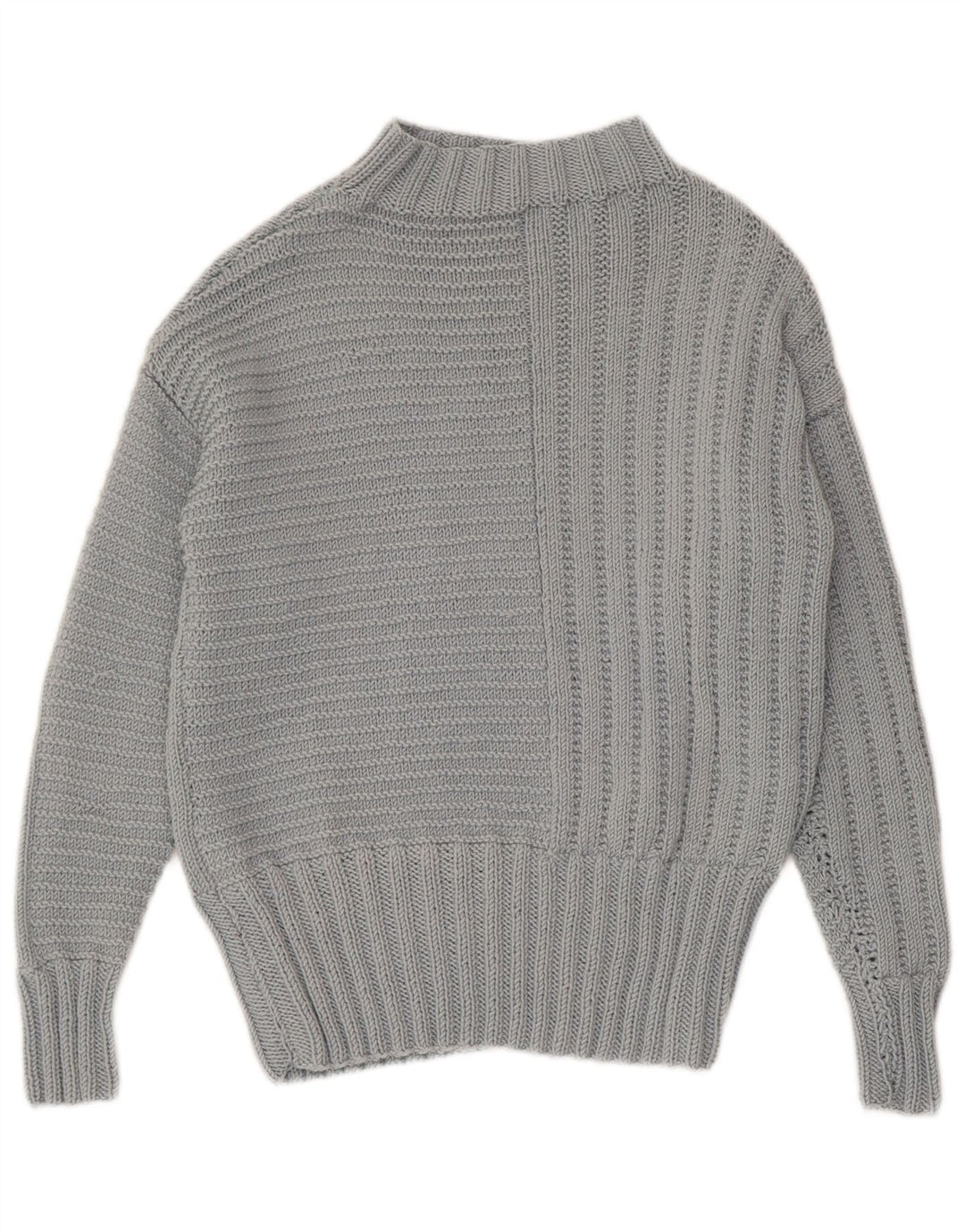 VINTAGE Womens Turtle Neck Jumper Sweater UK 12 Medium Grey