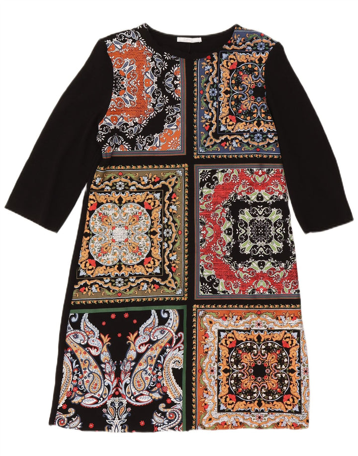 Damska sukienka kaftanowa Zara z rękawem 3/4 UK 12, średni czarny patchwork