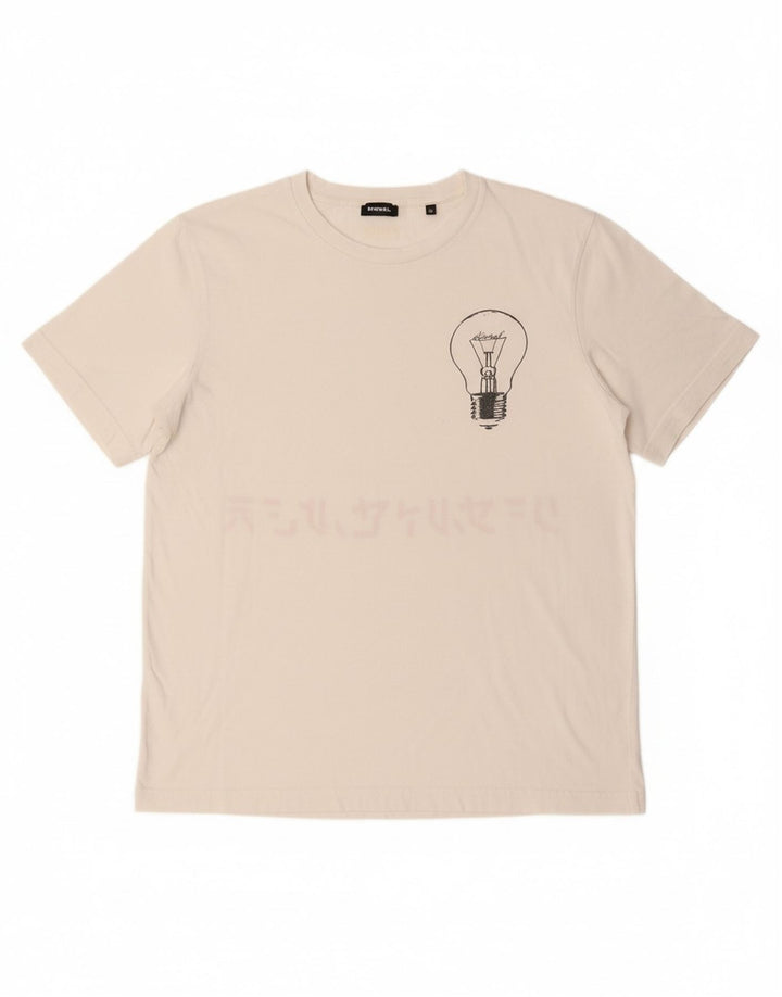 DIESEL Mens Graphic T-Shirt Top Medium White