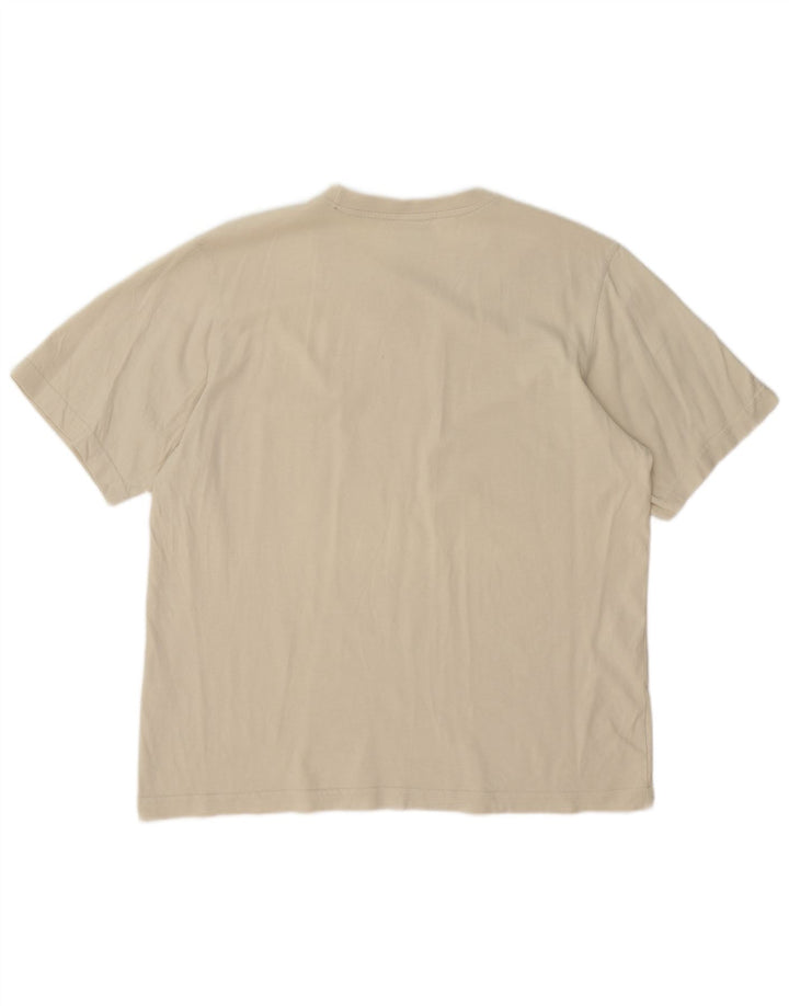 Adidas Męski T-Shirt Top Duży Beżowy Bawełniany