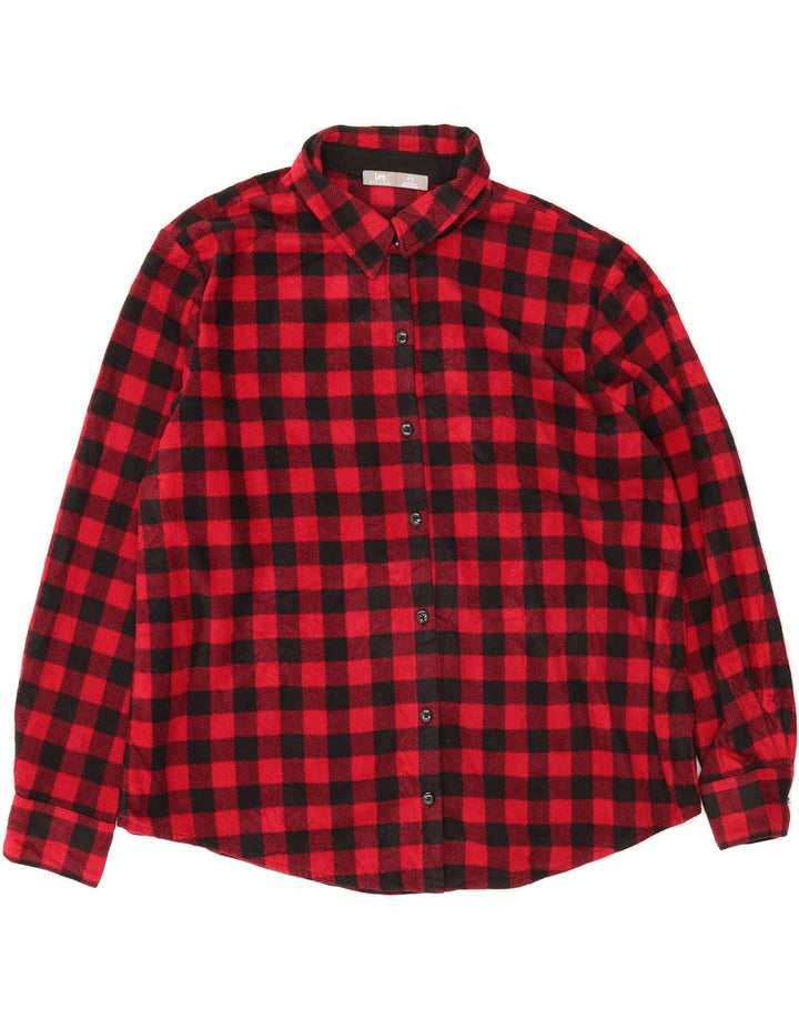 LEE Womens Fleece Shirt UK 18 XL Red Check Polyester Vintage Lee and Second-Hand Lee from Messina Hembry 