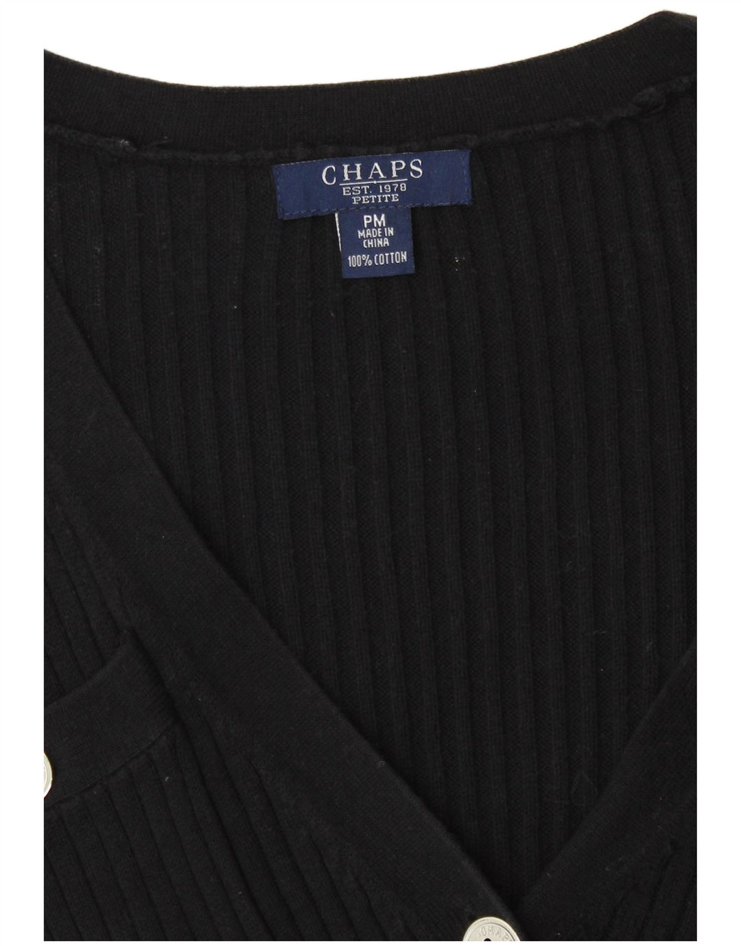 Damski sweter rozpinany Chaps Petite UK 14, średni czarny bawełniany