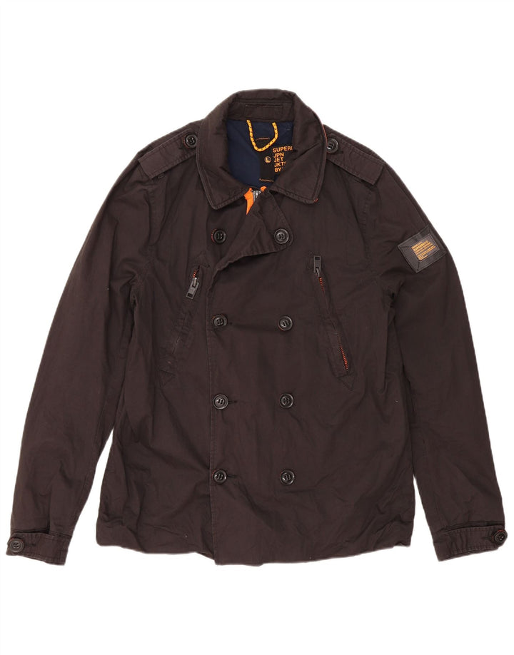 Damski płaszcz grochowy Superdry UK 16, duży, czarny, bawełniany