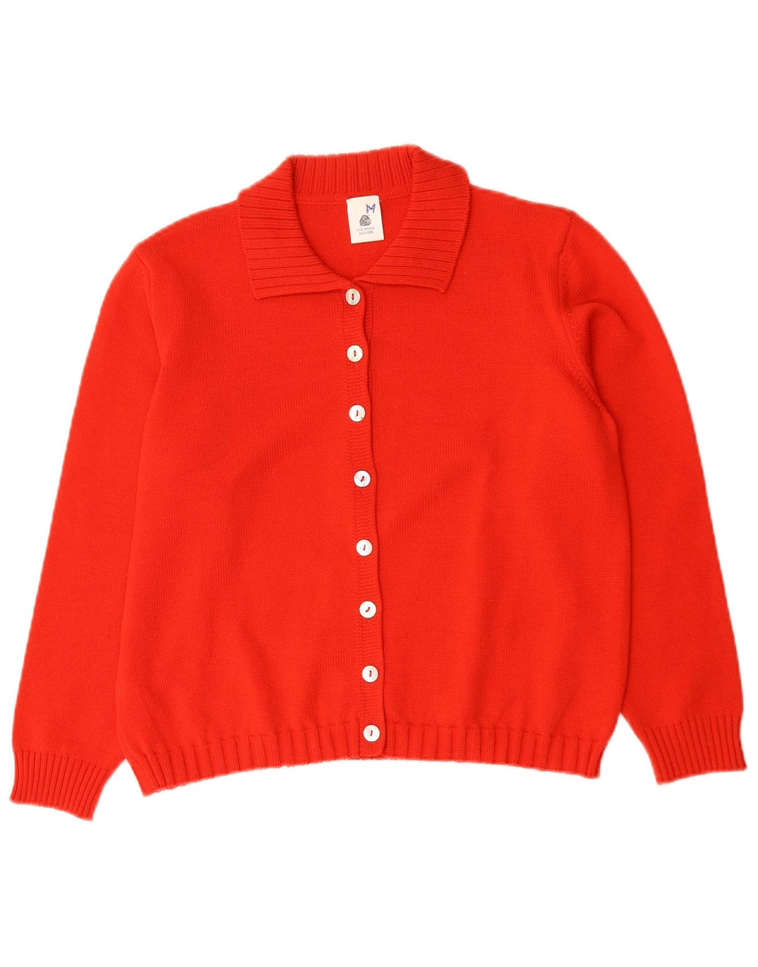 Sweter damski w stylu vintage, UK 14, średnia czerwona wełna z merynosów