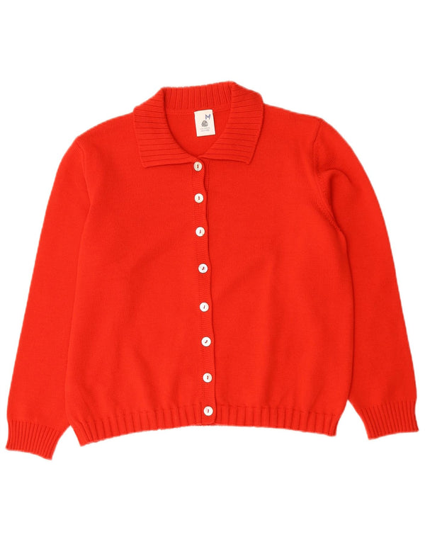 Sweter damski w stylu vintage, UK 14, średnia czerwona wełna z merynosów