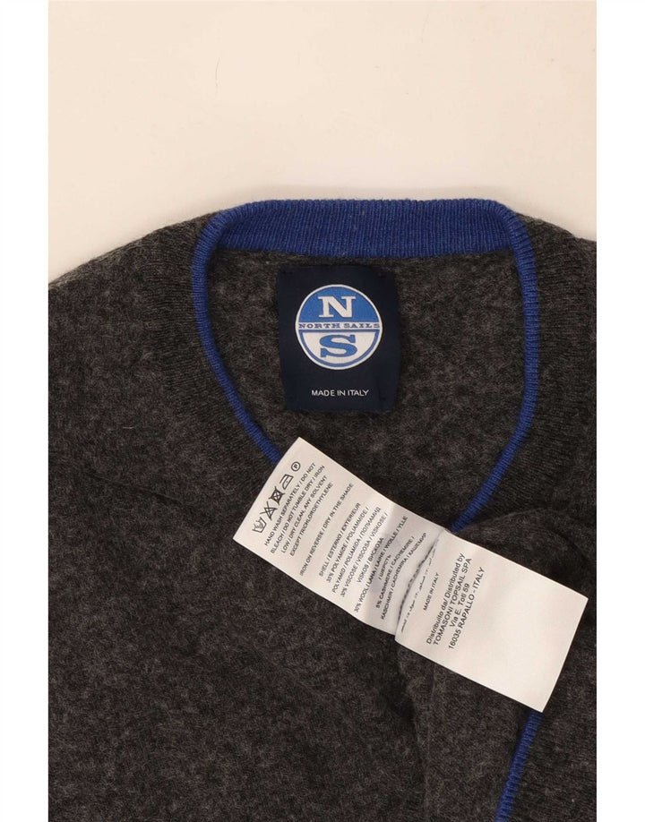 Męski sweter North Sails z dekoltem w kształcie litery V, średnioszary poliamid
