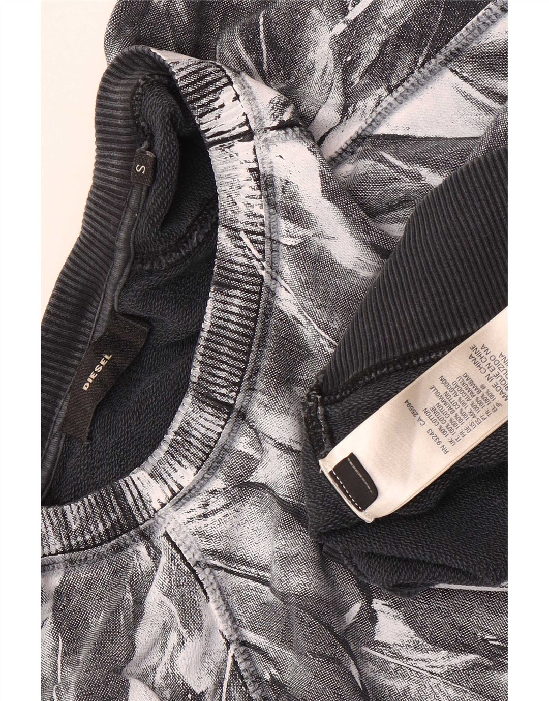 Męska bluza z grafiką Diesel, mała, czarna, bawełniana