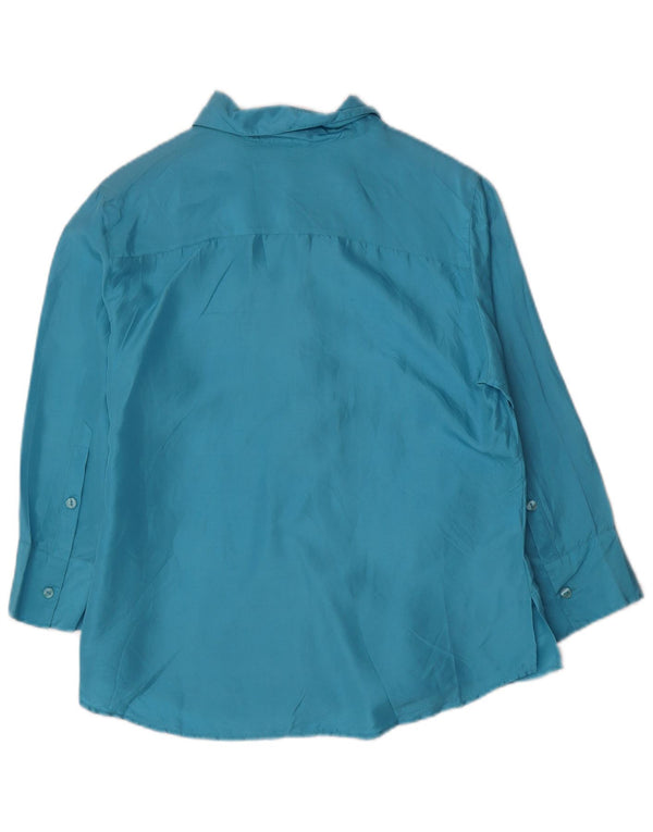 Damska bluzka koszulowa z rękawem 3/4 Andrea Mare UK 10 Small Blue Silk