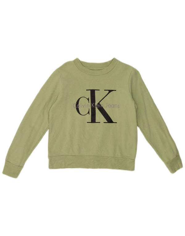 Damska bluza z grafiką Calvin Klein Jeans, UK 6 XS, zielona bawełna