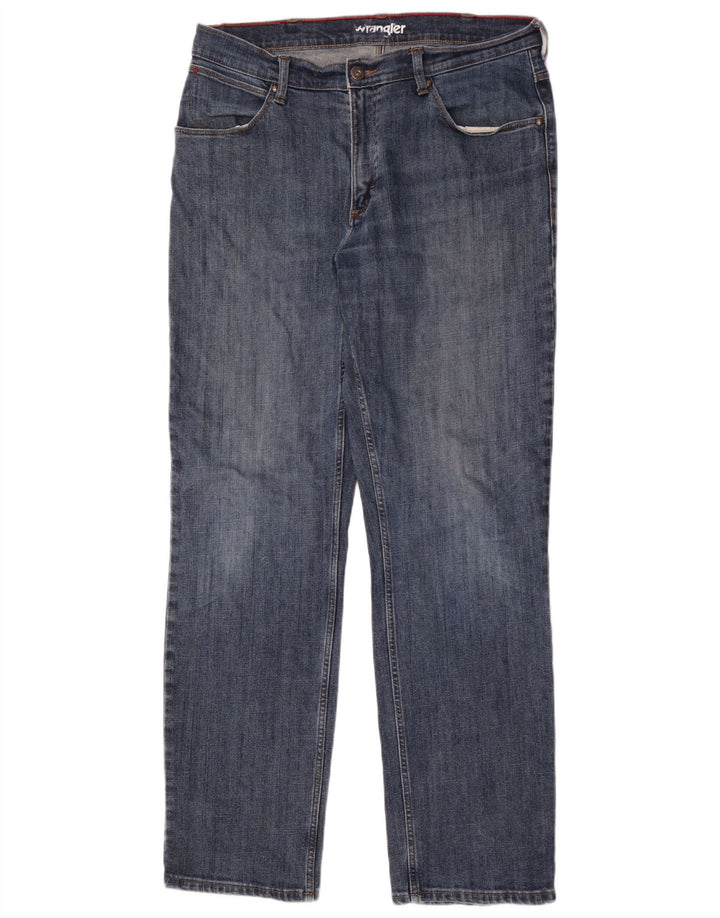 Męskie proste dżinsy Wrangler W36 L34, niebieskie, bawełniane